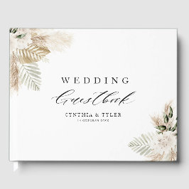 Livro De Visitas Boho pampas herdeiro verde-casamento