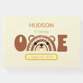 Livro De Visitas Boho Rainbow Bear Primeiro Aniversário