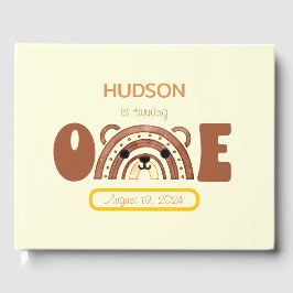 Livro De Visitas Boho Rainbow Bear Primeiro Aniversário