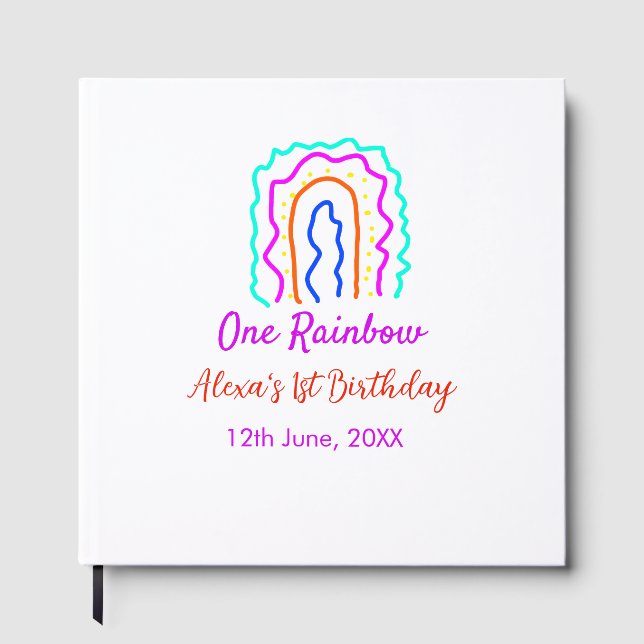 Livro De Visitas Boho Rainbow, um aniversário de crianças brilhante (Frente)
