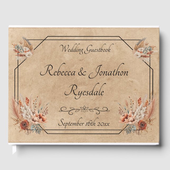 Livro De Visitas Boho Rustic Floral Weding Guest Book (Frente)