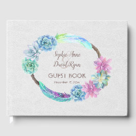Livro De Visitas Boho Succulent Cactus Wreath Wedding