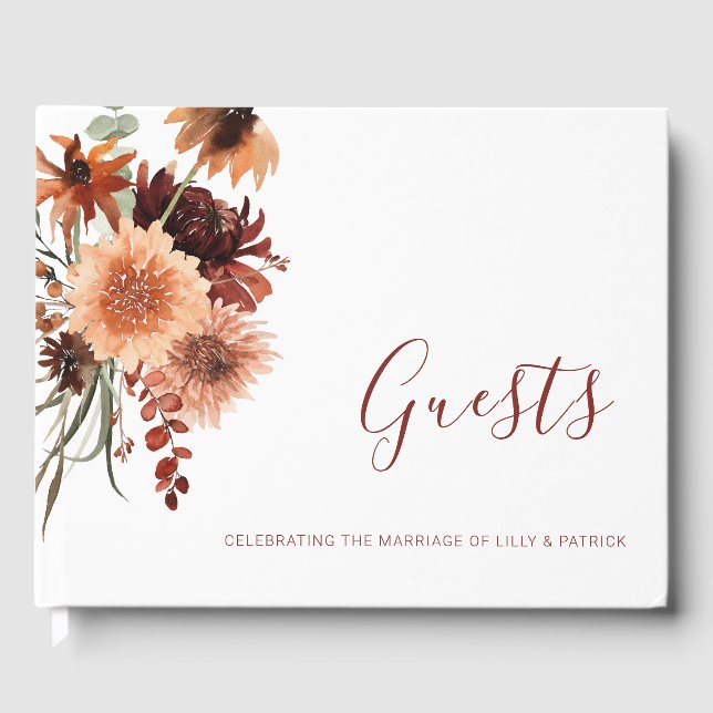 Livro De Visitas Boho Terracotta Floral Wedding (Frente)