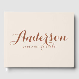 Livro De Visitas Boho Terracotta Modern Calliografia Casamento