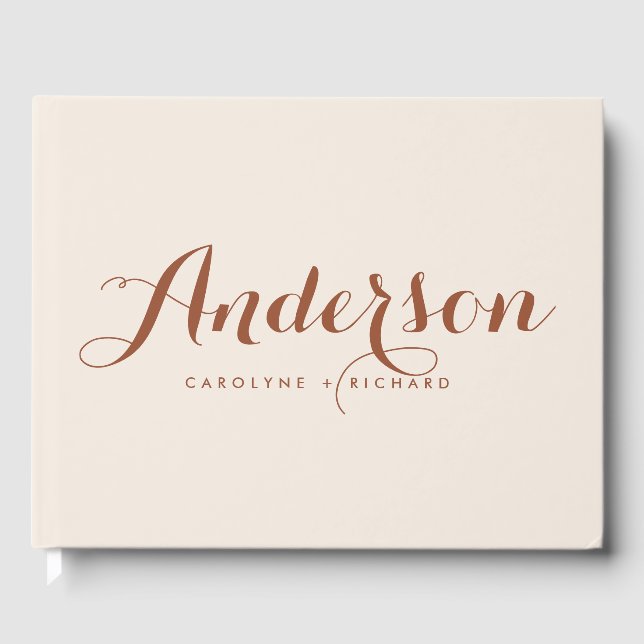 Livro De Visitas Boho Terracotta Modern Calliografia Casamento (Frente)