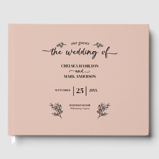 Livro De Visitas Boho Trendy Script Wedding (Frente)