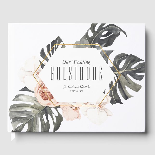 Livro De Visitas Boho Tropical Floral Weding Guest Book (Frente)