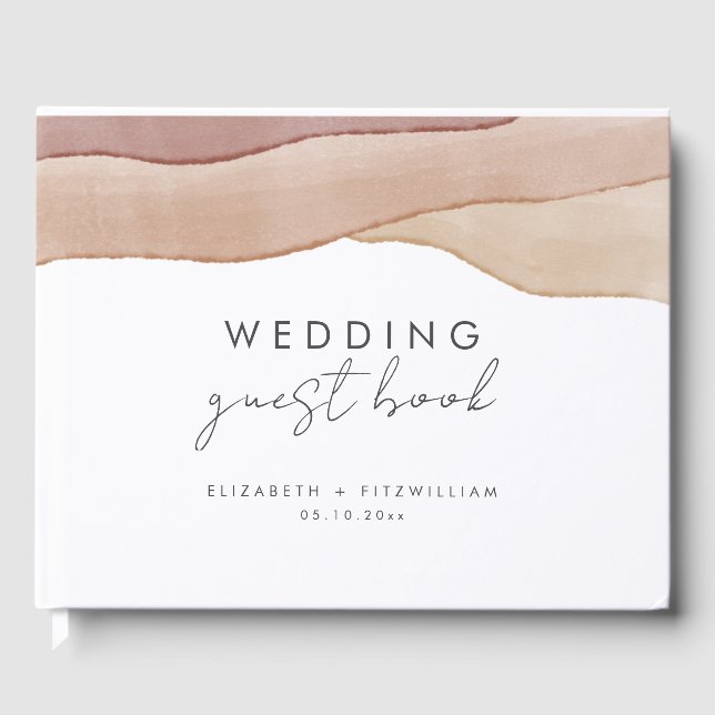 Livro De Visitas Boho Watercolor Abstrato Wedding (Frente)