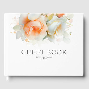 Livro De Visitas Boho Wedding Rosa de Flores Botânicas Elegante