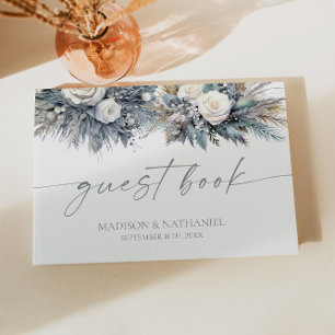 Livro De Visitas Boho White Rose Floral Flower Garden Casamento