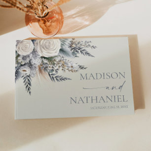 Livro De Visitas Boho White Rose Floral Flower Garden Casamento