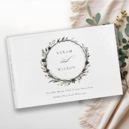 Livro De Visitas Boho Wildflower Black Brown Fall Wreath Casamento