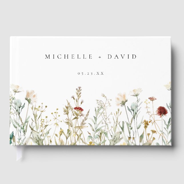 Livro De Visitas Boho Wildflower Field Wedding (Frente)