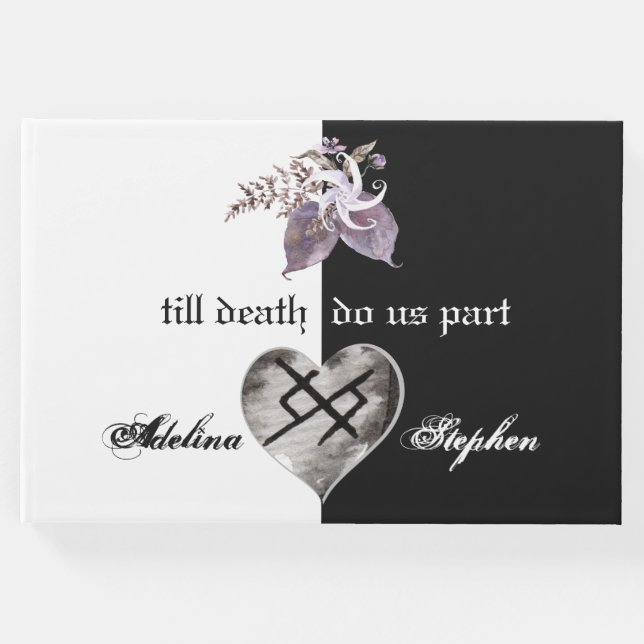 Livro De Visitas Boho Wildflower Gothic Viking Eternal Love Casamen (Frente)