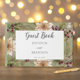 Livro De Visitas Boho Winter Greenery Boughs Sage Green