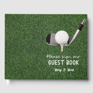 Livro De Visitas Bola de golfe com grama verde, por favor assine go