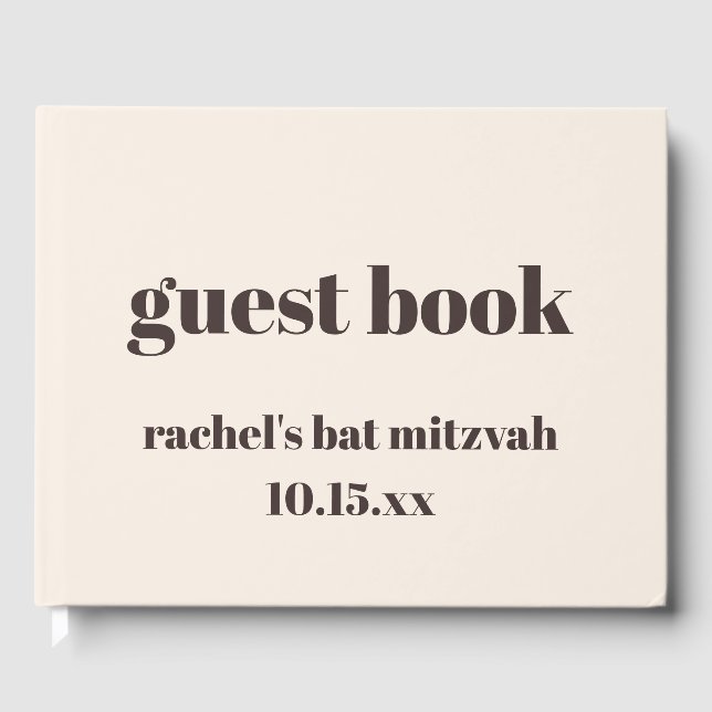 Livro De Visitas Bold Brown Cream Modern Custom Cute Bat Mitzvah (Frente)