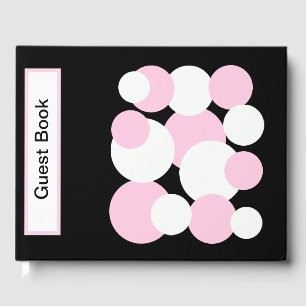 Livro De Visitas Bolinhas Pretas, Brancas e Rosa