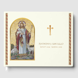 Livro De Visitas Bom Pastor Jesus Funeral Memorial Guest Book