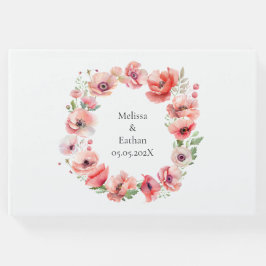 Livro De Visitas Bonita design de papoila rosa e vermelha