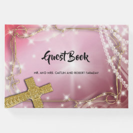 Livro De Visitas Bonito cruz rosa rosa-rosa