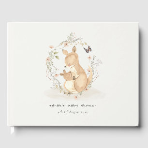 Livro De Visitas Bonito Joey Mama Kangaroo Floral Wreath Chá de fra