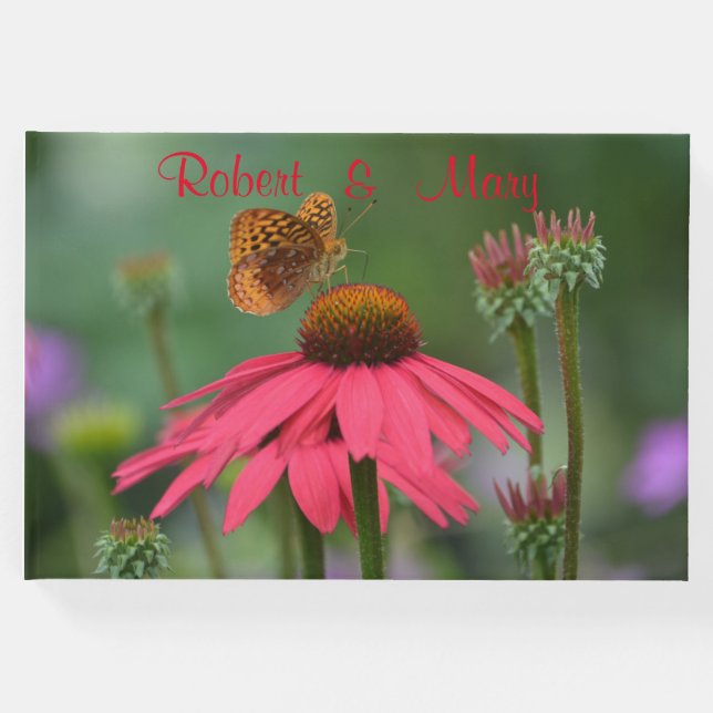 Livro De Visitas Borboleta Na Flor Cone (Frente)