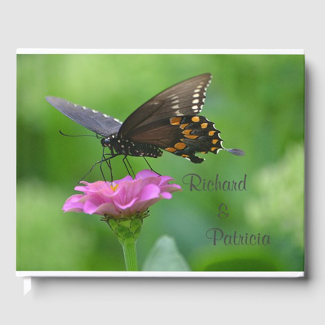 Livro De Visitas Borboleta Na Zinnia (Frente)