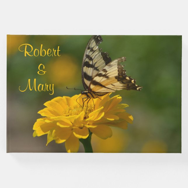 Livro De Visitas Borboleta Na Zinnia Amarela (Frente)