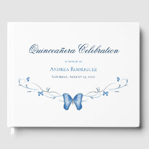 Livro De Visitas Borboletas azuis & redemoinhos Quinceañera