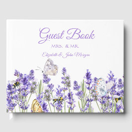 Livro De Visitas Borboletas de Lavanda Botânica