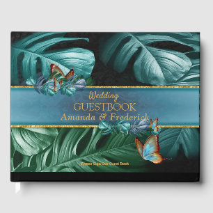 Livro De Visitas Borboletas de Paraíso/Turquesa Tropical Splash