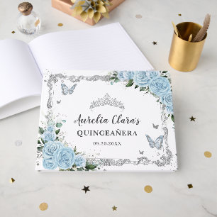 Livro De Visitas Borboletas Florais Azuis Células Quinceañera