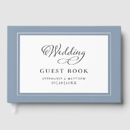 Livro De Visitas Borda Azul Dusty, Guestbook Elegante