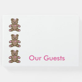 Livro De Visitas Borda dos ursos de pelúcia rosa