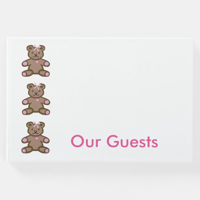 Livro De Visitas Borda dos ursos de pelúcia rosa (Frente)
