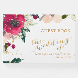 Livro De Visitas Borgonha e Dourado | Fall Rustic Wedding Floral Fa