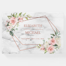 Livro De Visitas Borracha Geométrica de Cobre Rosa