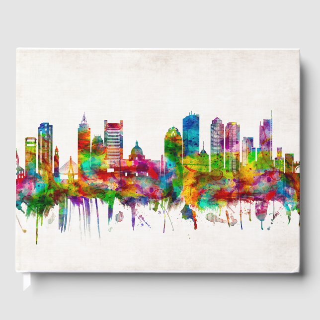 Livro De Visitas Boston Massachusetts Skyline (Frente)