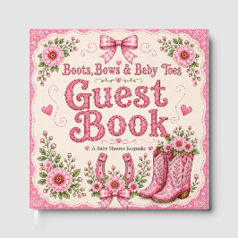 Livro De Visitas Botas, Laços e Dedinhos de Bebê Convite para Chá d