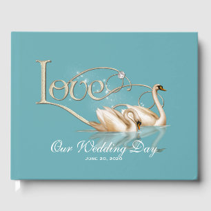 Livro De Visitas Botas-Swans De Casamento