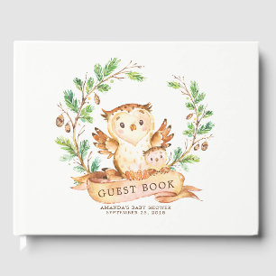 Livro De Visitas Boys Woodland Owl Chá de fraldas Guest Book