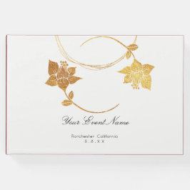 Livro De Visitas Branca Dourada de Casamento Floral da Borgonha Mar