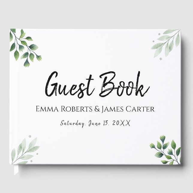 Livro de Visitas Branco Moderno e Elegante (Frente)