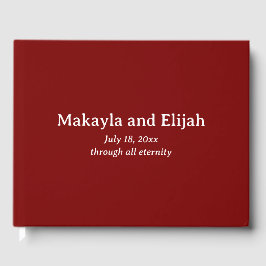 Livro De Visitas Branco sobre Casamento Minimalista Vermelho