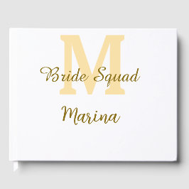 Livro De Visitas Bride squad monogram golden bridal shower simple 