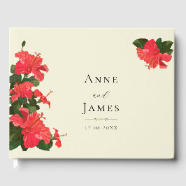 Livro De Visitas Bright Red Hibiscus Flowers Guest Book