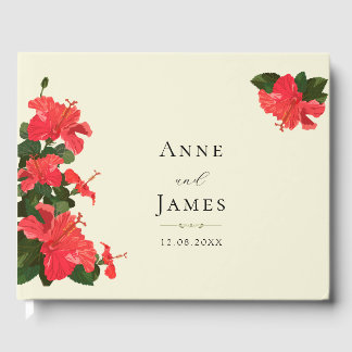 Livro De Visitas Bright Red Hibiscus Flowers Guest Book