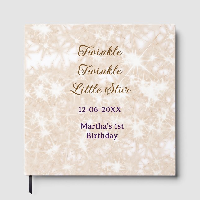 Livro De Visitas Brown glitter twinkle twinkle little star birthday (Frente)