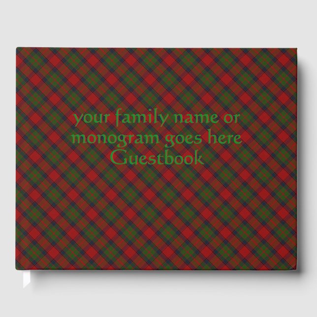 Livro De Visitas Buccleuch Oficial Tartan com monograma / nome (Frente)